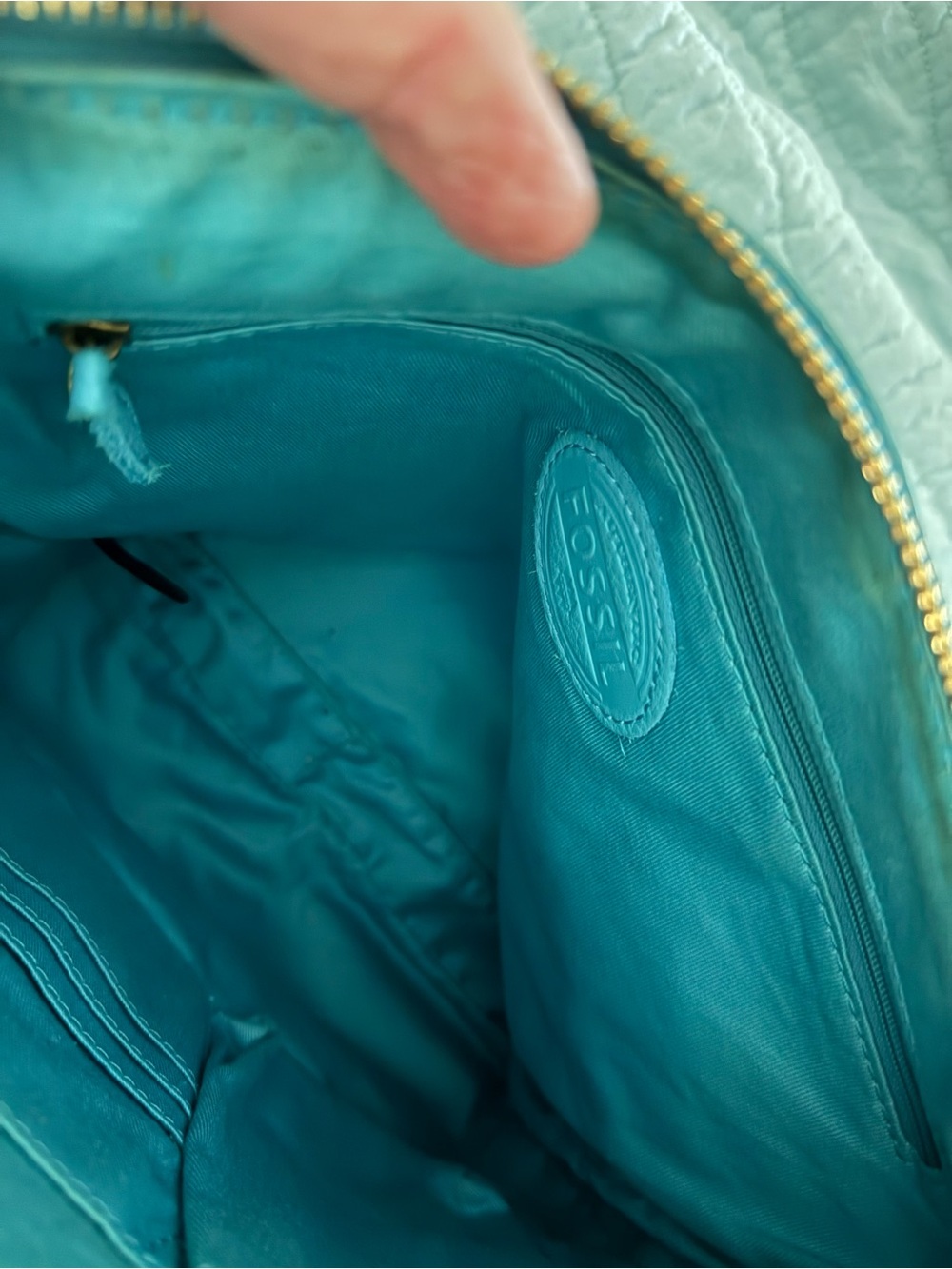 Fossil Turquoise Leather Crossbody Bag - Picture 5 of 7